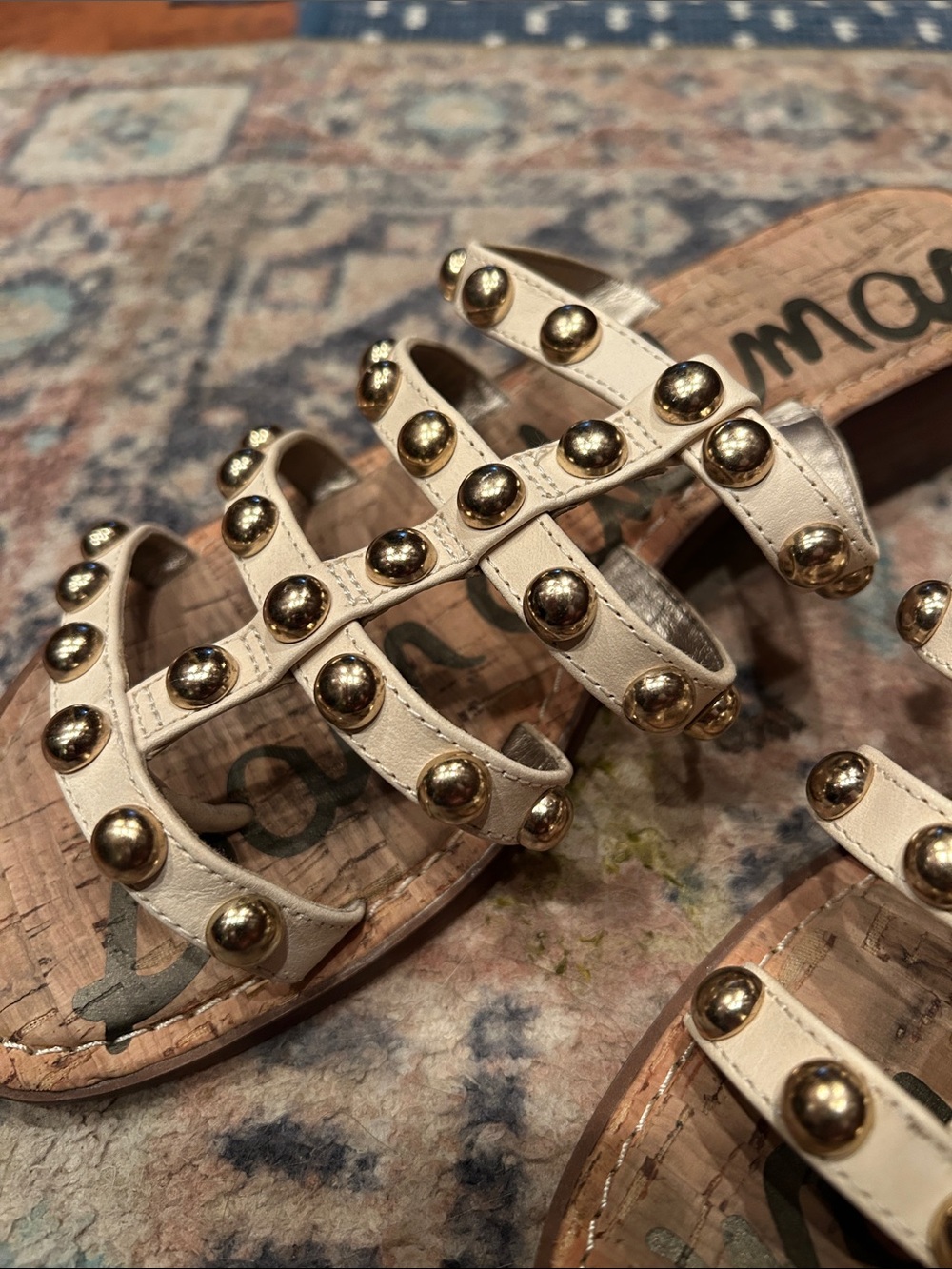 Sam Edelman  Studded White Leather Slide Sandal - Picture 5 of 13